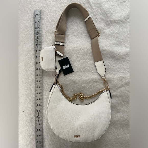 DKNY Sling CROSSBODY bag white, Jessie Crescent NWT set with AirPod case - Picture 10 of 12